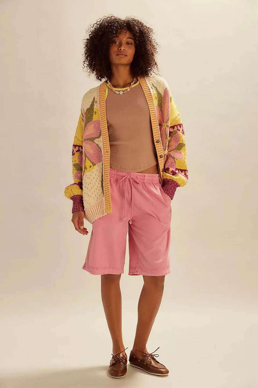 Abstract Print Lapel Long Sleeve Knit Sweater - Image 4