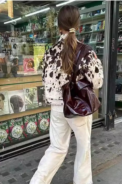 Casual Printed Shirt Collar Coat - Image 4