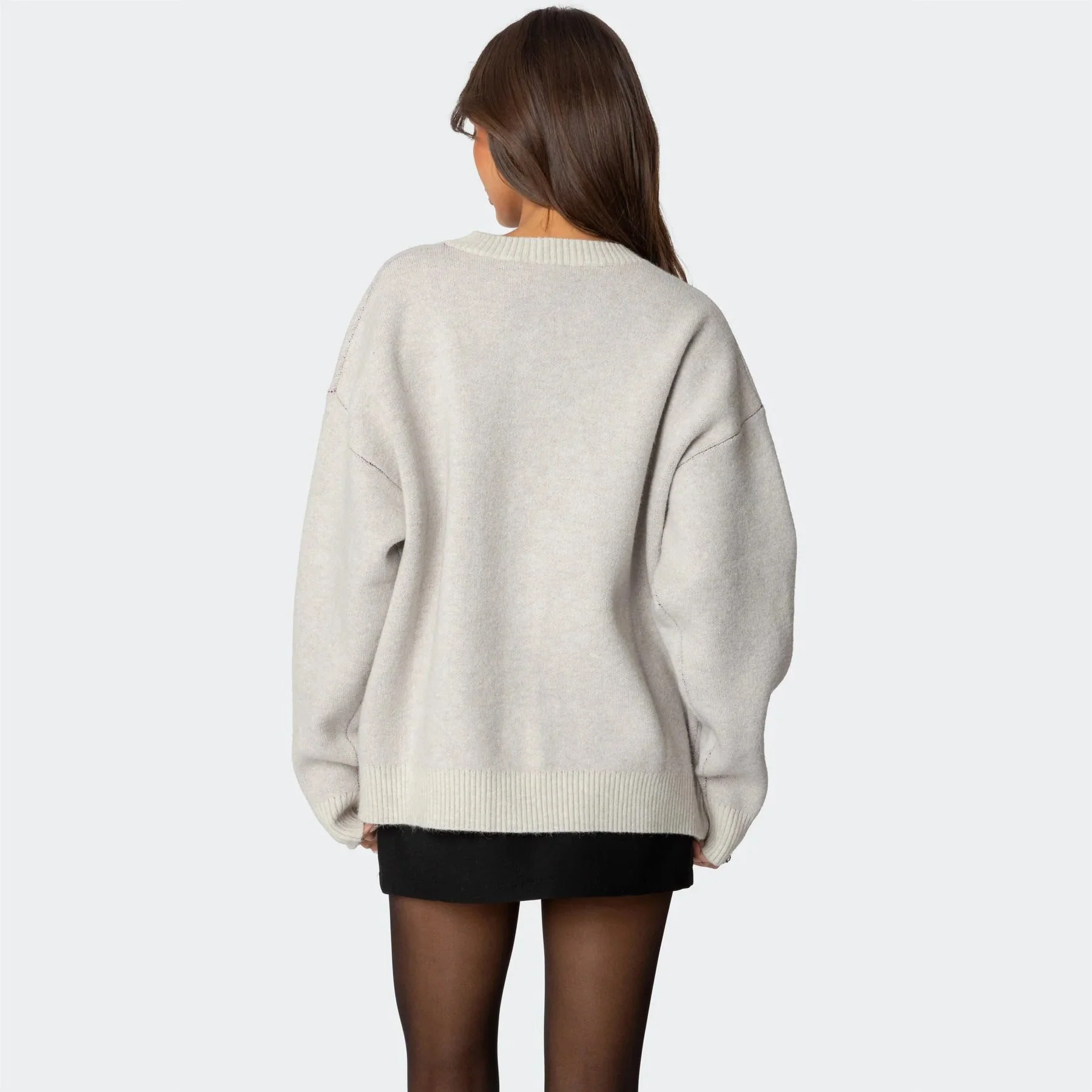 Cherry Pattern Colorblock Knit Sweater - Image 4