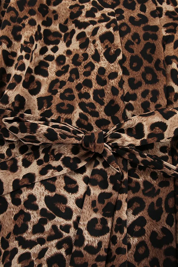 Chic Printed Long-Sleeve Shirt Belted Wide-Leg Pants Two Piece Set - Image 5