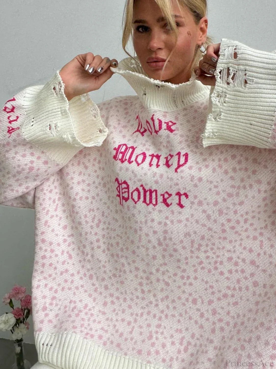 Contrast Letter Knit Pullover Sweater - Image 10