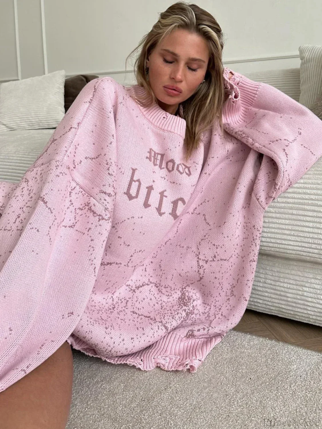 Contrast Letter Knit Pullover Sweater - Image 6