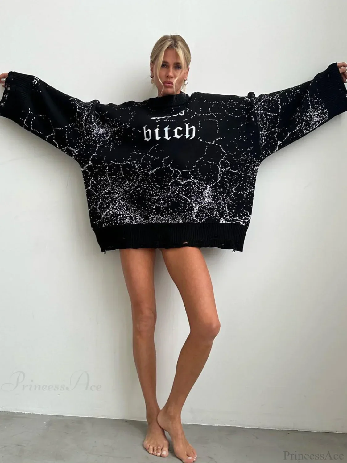 Contrast Letter Knit Pullover Sweater - Image 8