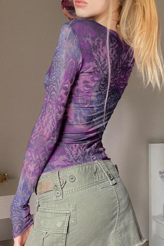 Cross V Neck Printed Bloshope - Image 3