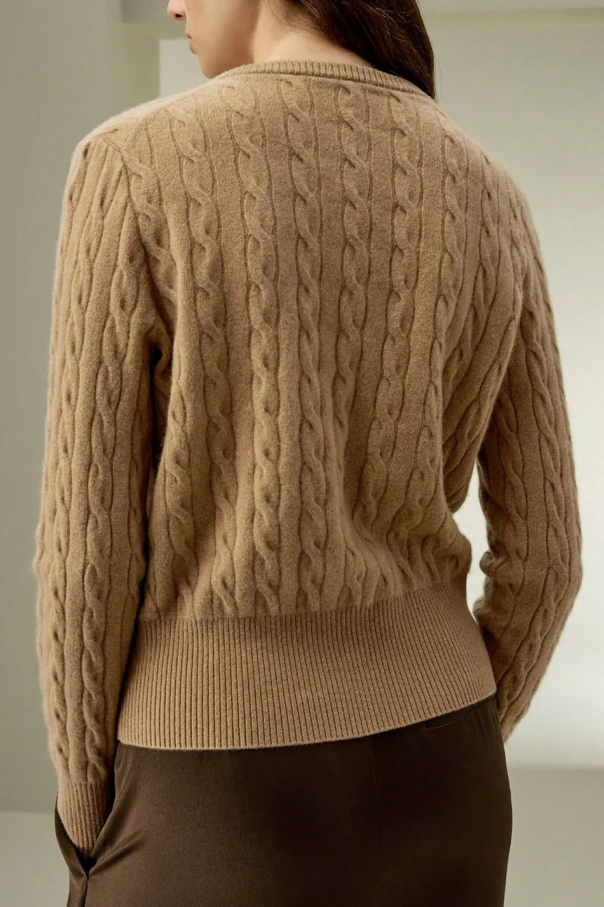 Elegant Cable Knit Button Cardigan Sweater - Image 3