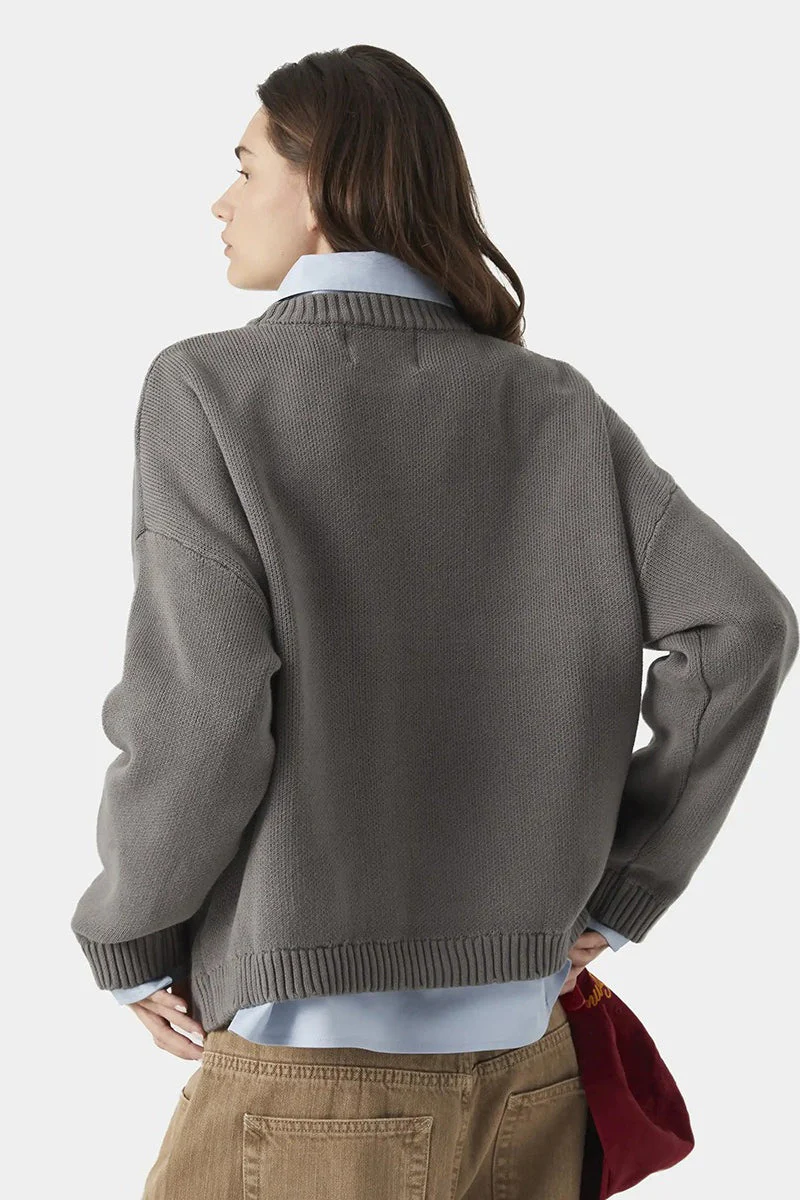 Embroidery Knit Slouchy Pullover Bloshope - Image 5