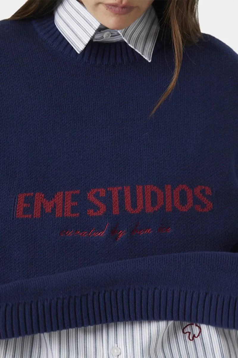 Embroidery Knit Slouchy Pullover Bloshope - Image 7