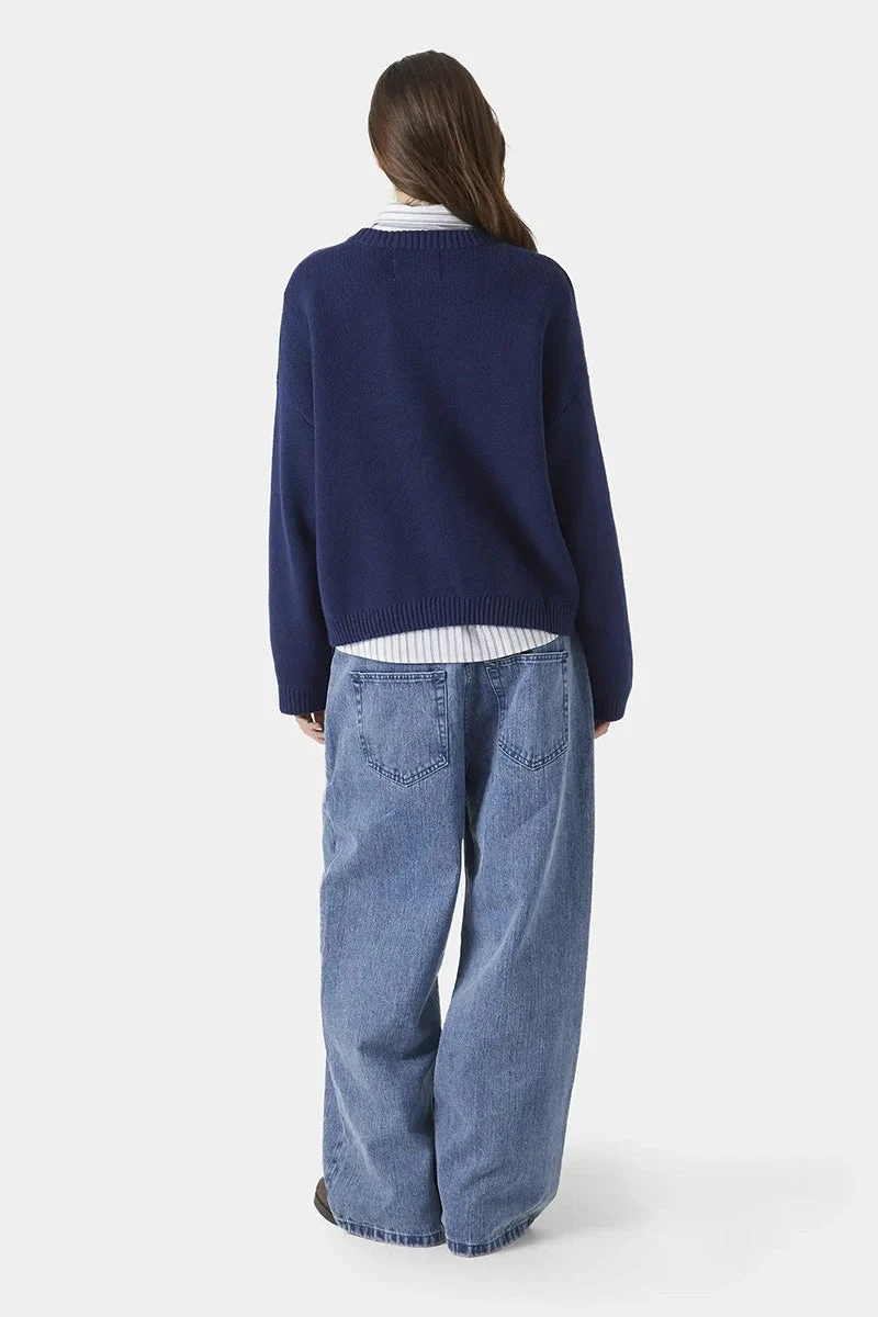 Embroidery Knit Slouchy Pullover Bloshope - Image 8