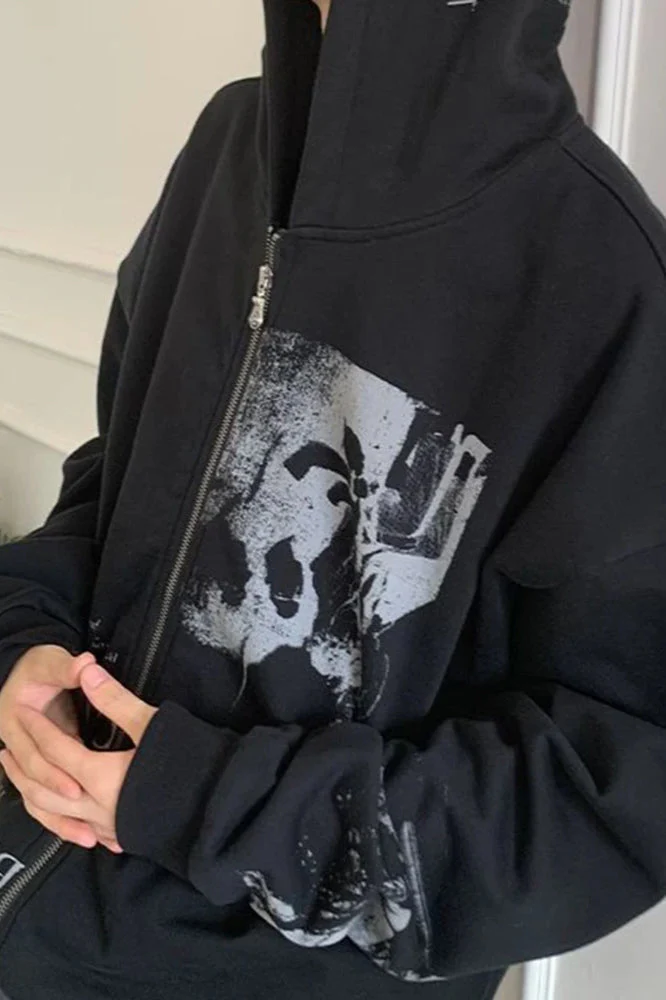 Gothic Punk Zipper Hoodie - Image 3