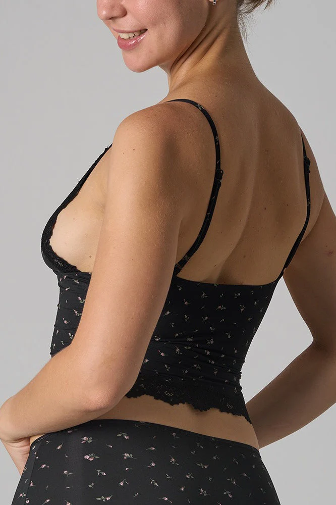 Lace Trim Floral V Neck Sexy Cami Top - Image 3