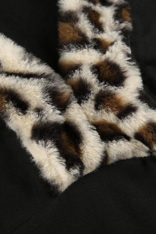 Leopard Print Fleece V-neck Slim Fit Bloshope - Image 4