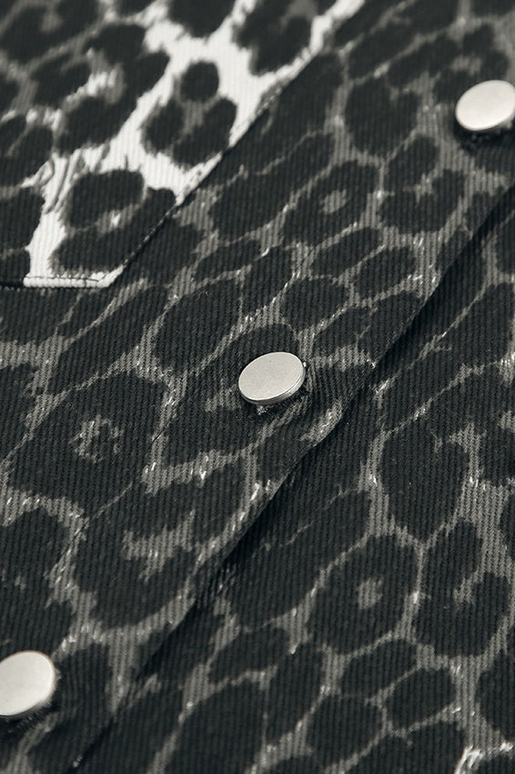 Leopard Print Long Sleeve Open Front Coat - Image 4