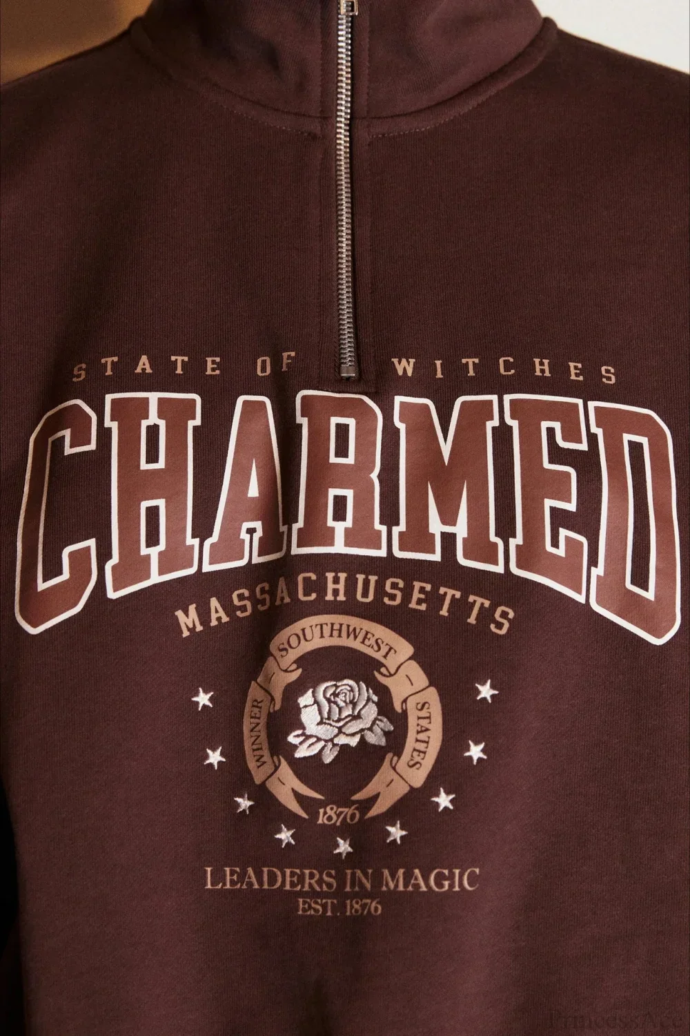 Letter Print Half Zip Stand Collar Loose Sweatshirt - Image 10