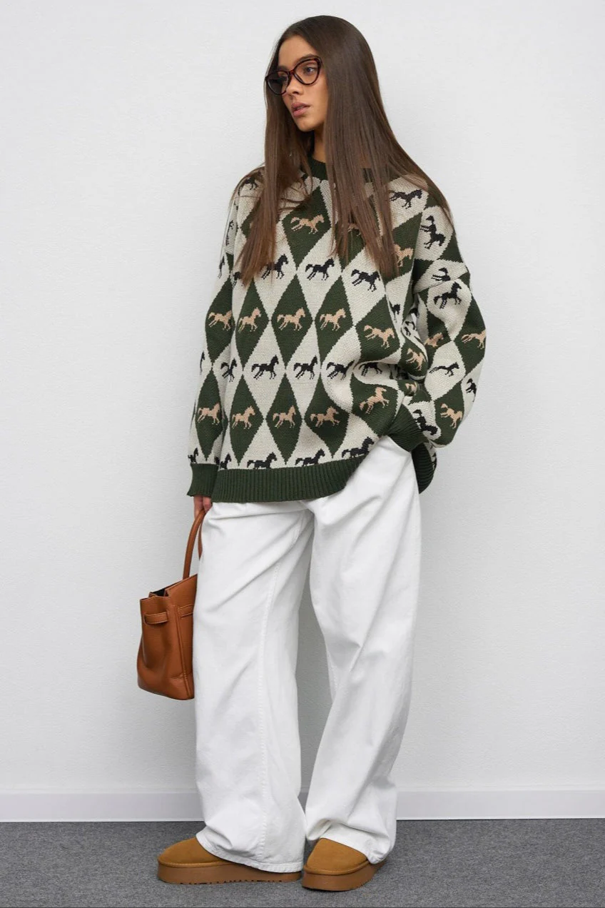 Long Sleeve Colorblock Knit Sweater - Image 10