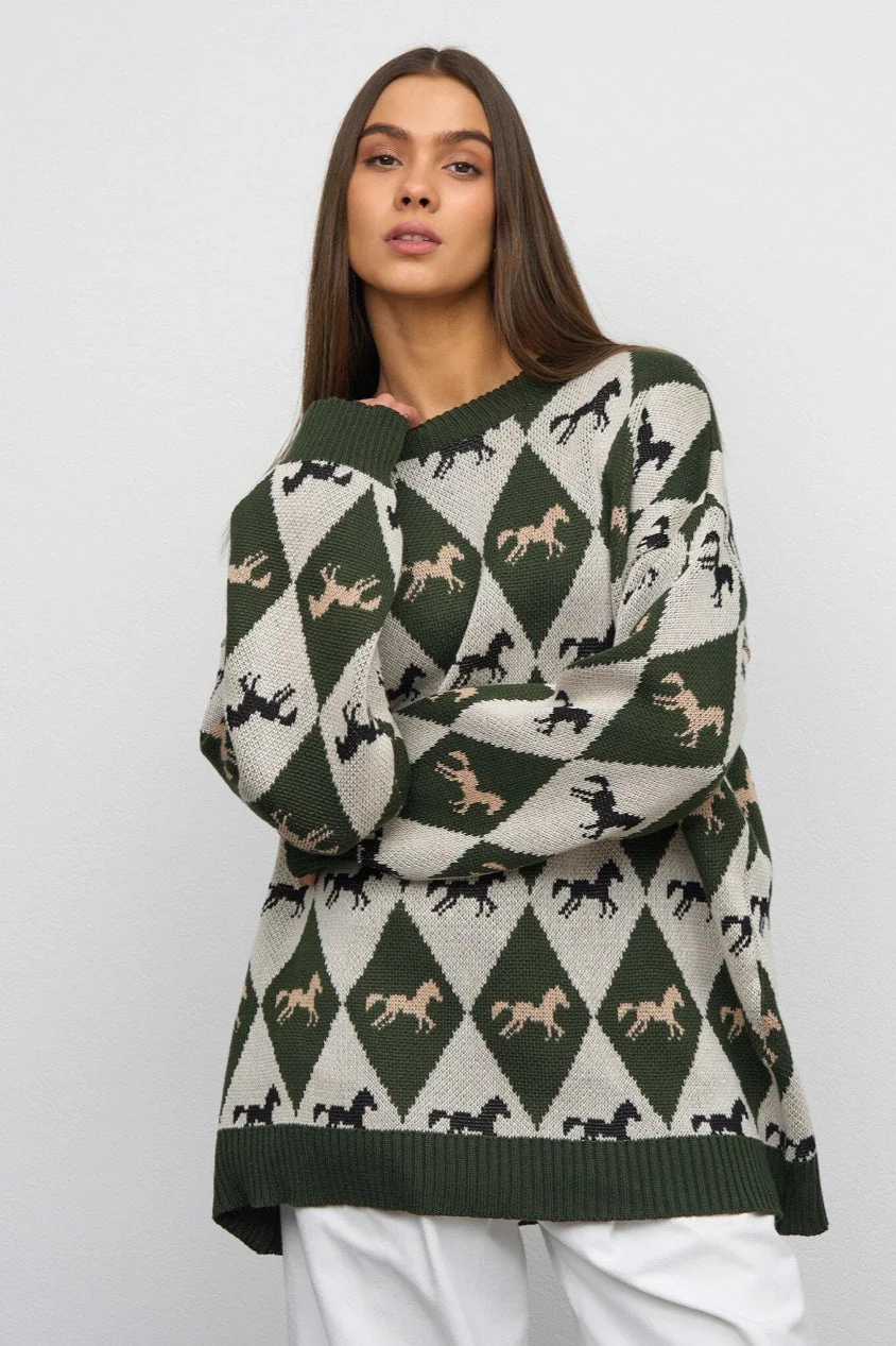 Long Sleeve Colorblock Knit Sweater - Image 8