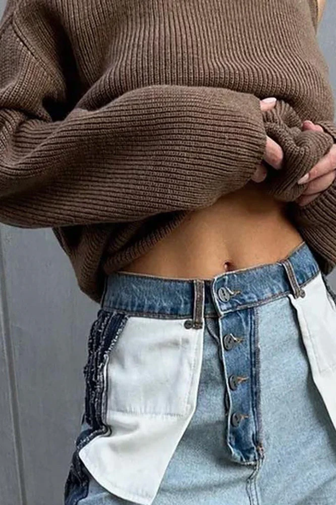 Off-Shoulder Turtleneck Knit Sweater - Image 4