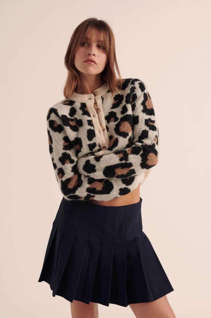 Retro Colorblock Leopard Cardigan - Image 4