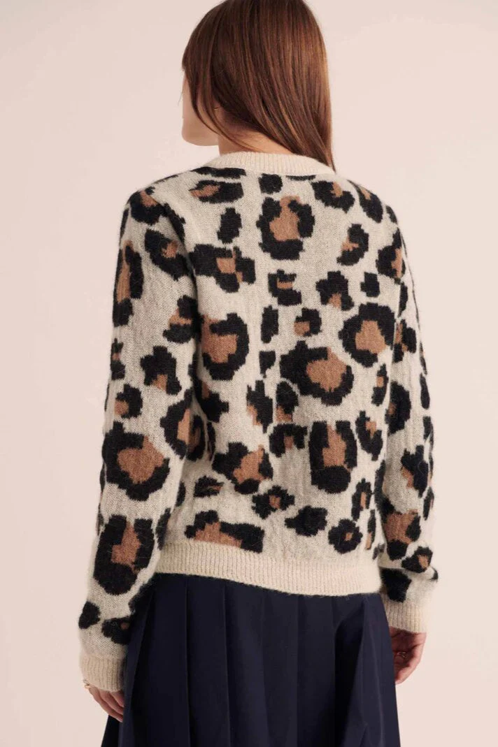 Retro Colorblock Leopard Cardigan - Image 5