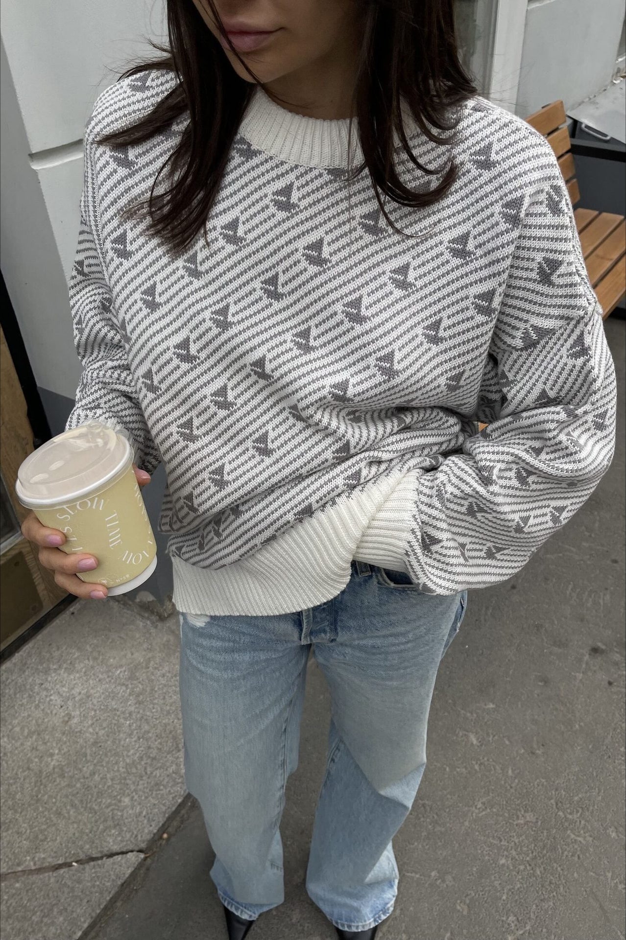 Sailboat Pattern Crew Neck Knit Sweater - Image 9