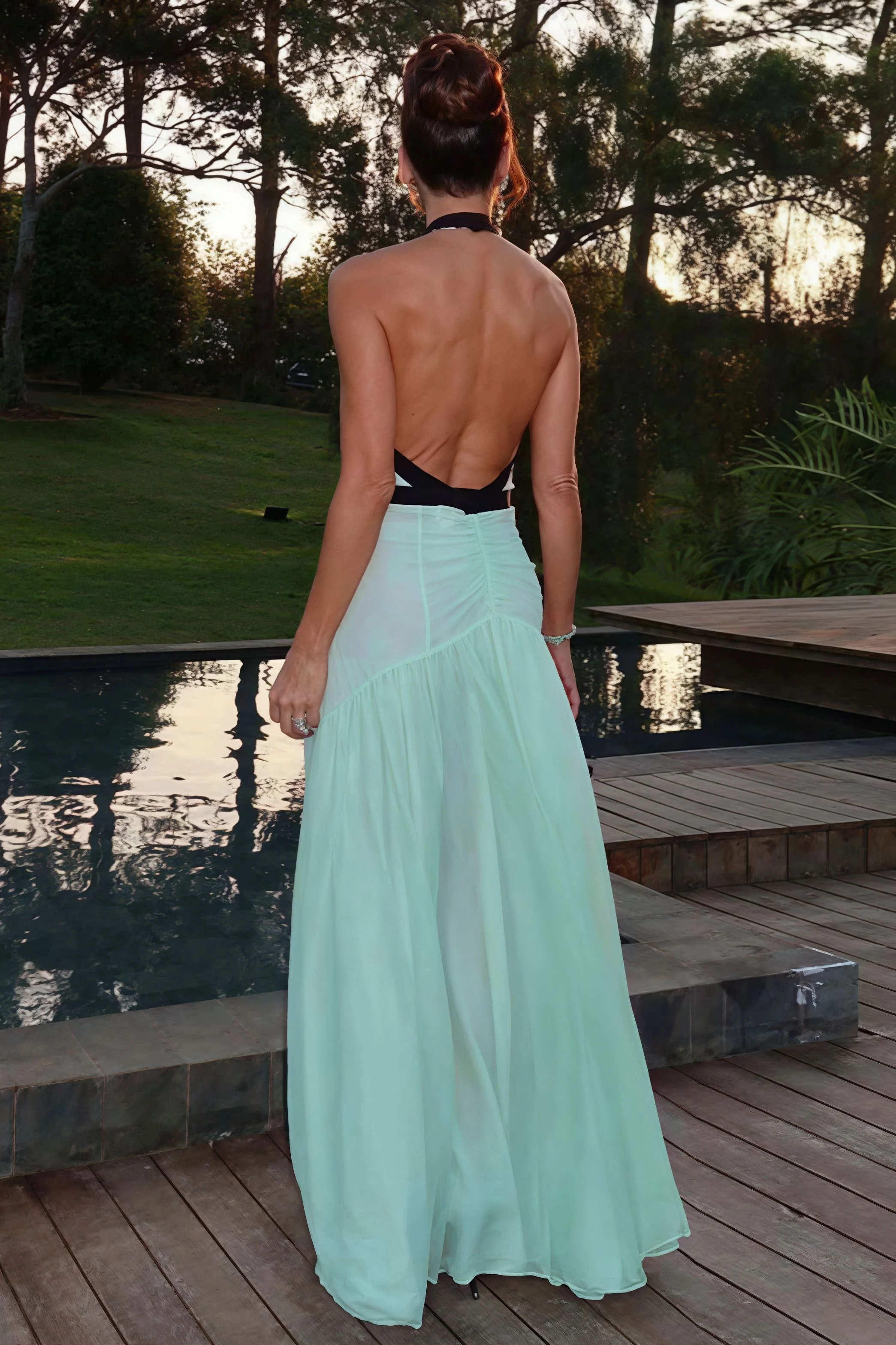 Sexy Deep V Halter Cutout Mesh Maxi Dress - Image 6