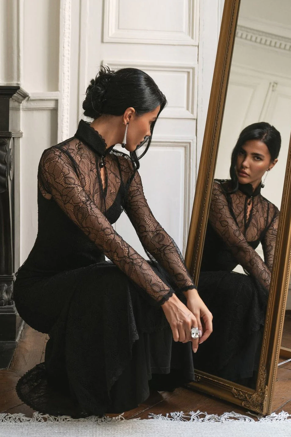 Sexy Lace Patchwork Fitted Cutout Maxi Dress - Image 6