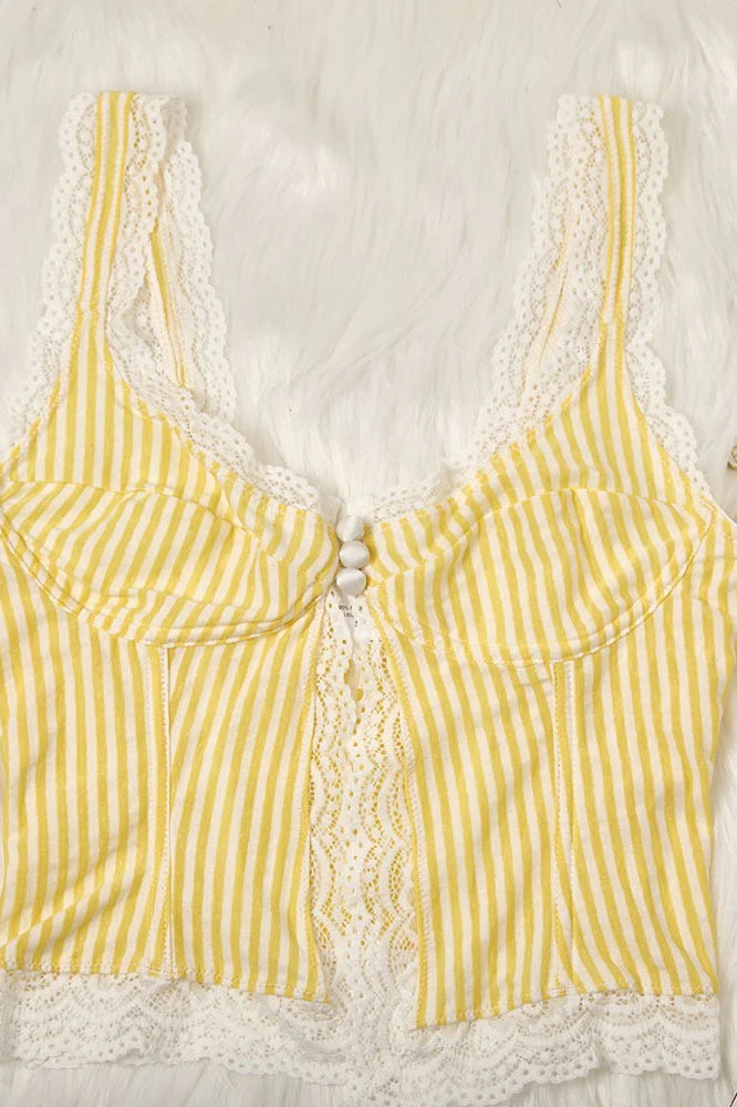 Sexy Ruffled Stripe Lace Tank Top - Image 8