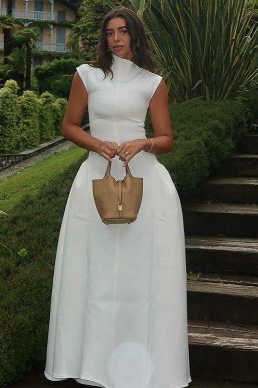 Solid Sleeveless Ruched Waist Elegant Dress - Image 3