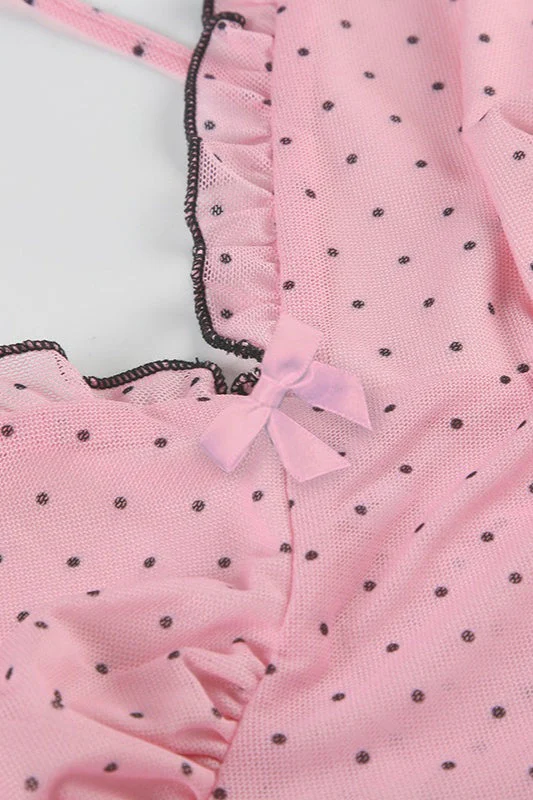 Sweet Mesh Polka Dot Crop Bloshope - Image 3