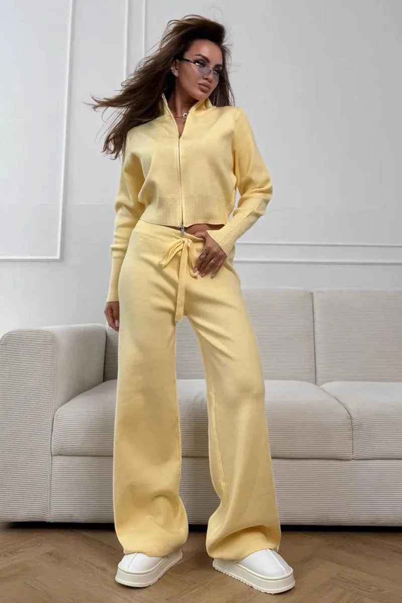 Two-Way Zipper Fitted Knit Commuter Two Piece Set - Image 7