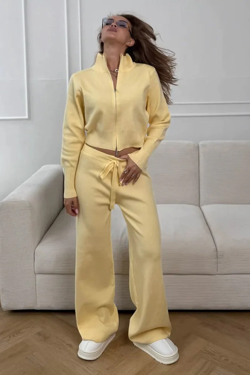 Two-Way Zipper Fitted Knit Commuter Two Piece Set - Image 8