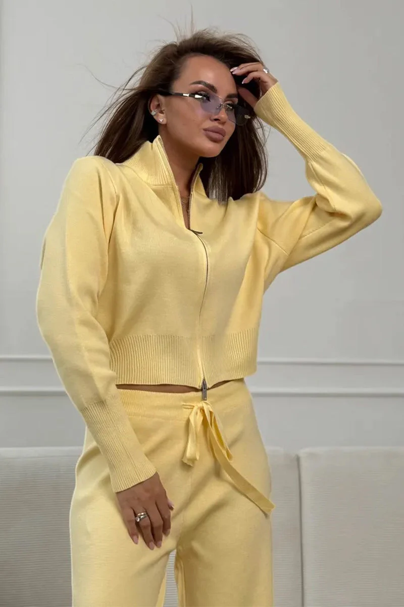 Two-Way Zipper Fitted Knit Commuter Two Piece Set - Image 9