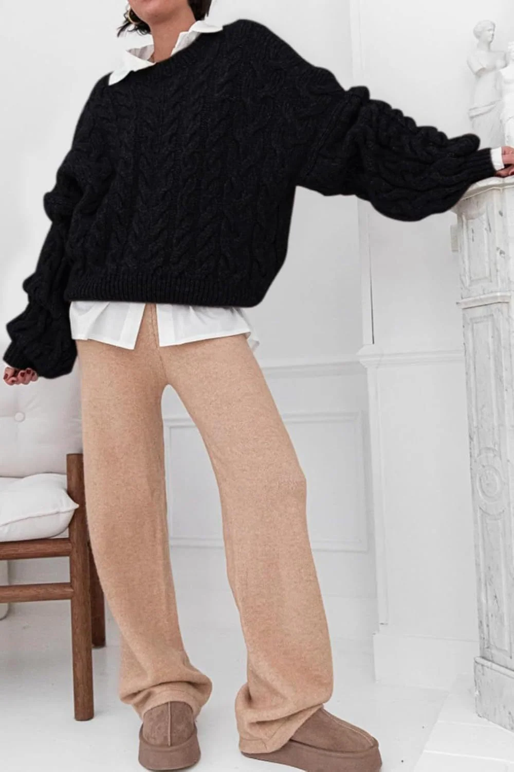 Vintage Chunky Knit Cable Sweater - Image 8