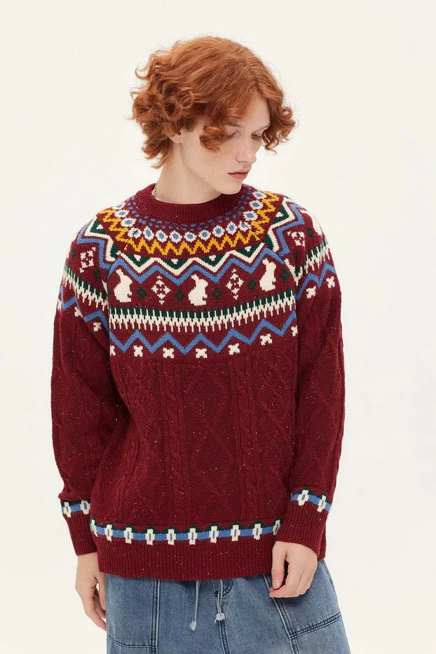 Vintage Crew Neck Knitted Sweater - Image 3