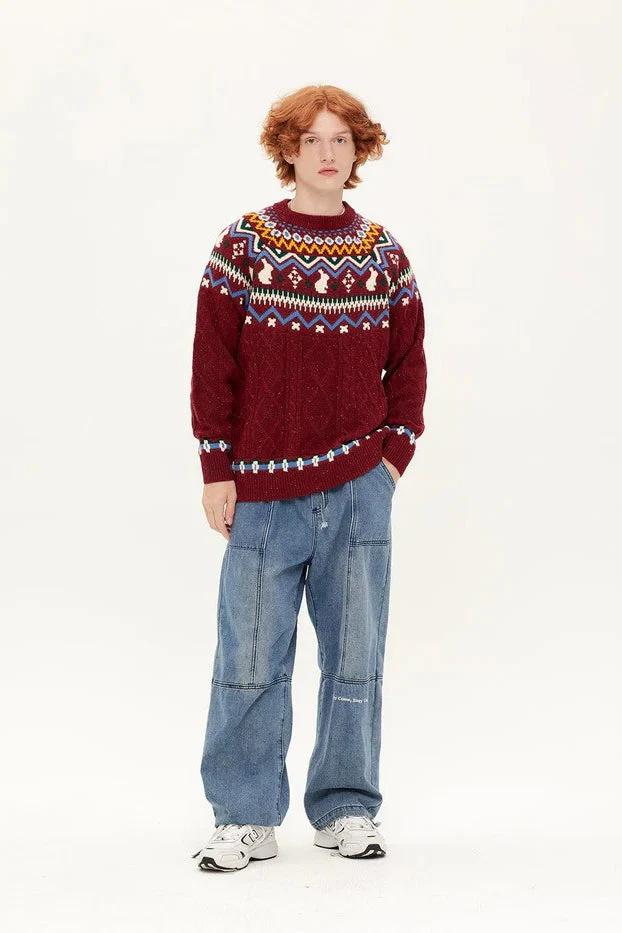 Vintage Crew Neck Knitted Sweater - Image 4